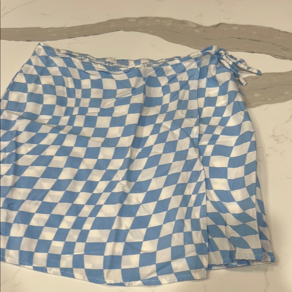 Blue and White Checkered Skirt